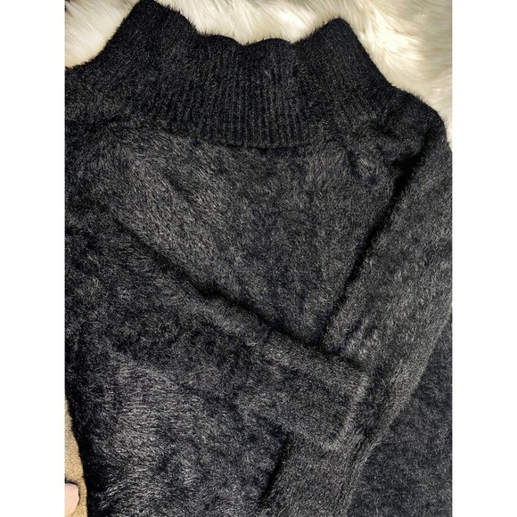 LOFT Black Fuzzy Off-The-Shoulder Sweater, Size Medium - Picture 8 of 9